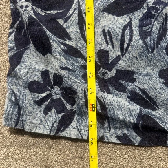 VTG Expressions Maxi Dress Size 8 Blue Floral Linen Rayon Sleeveless Coastal - Picture 5 of 11